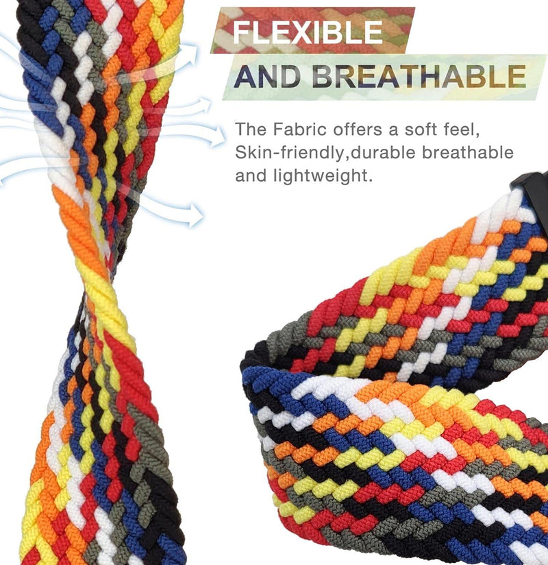 Abanen for Garmin Venu Sq / Vivoactive 3 Braided Loop Watch Bands, 20mm Elastic Soft Stretchy Nylon Wristband Strap with Adjustable Clasp for Garmin Venu/Vivomove 3,Approach S40 Multicolor