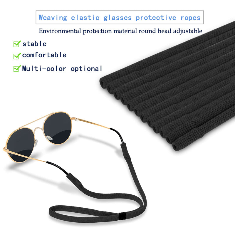 Glasses Strap- Sports Glasses Holder (Pack of 6) Unisex Sunglass Strap ,Soft Comfortable Eye Glasses String Strap for Men Women 6 Pack（black）