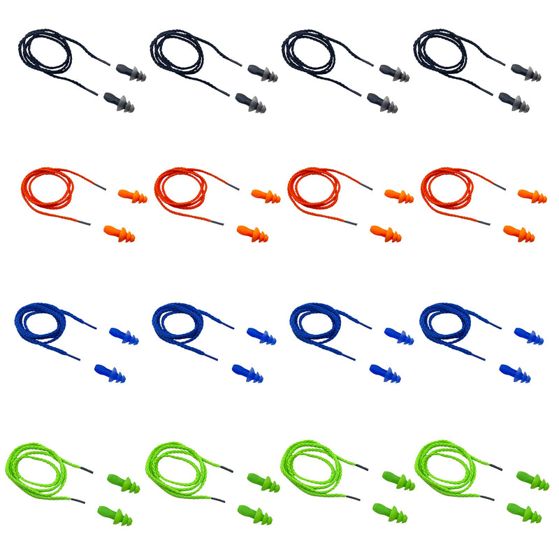 Ear Plugs for Sleeping Noise Canceling, 16 Pairs Reusable Ear Plugs Soft Silicone Earplugs Noise Reduction with Nylon Cord Hearing Protection for Shooting,Snoring,Travel, Work, Studying, Loud Noise