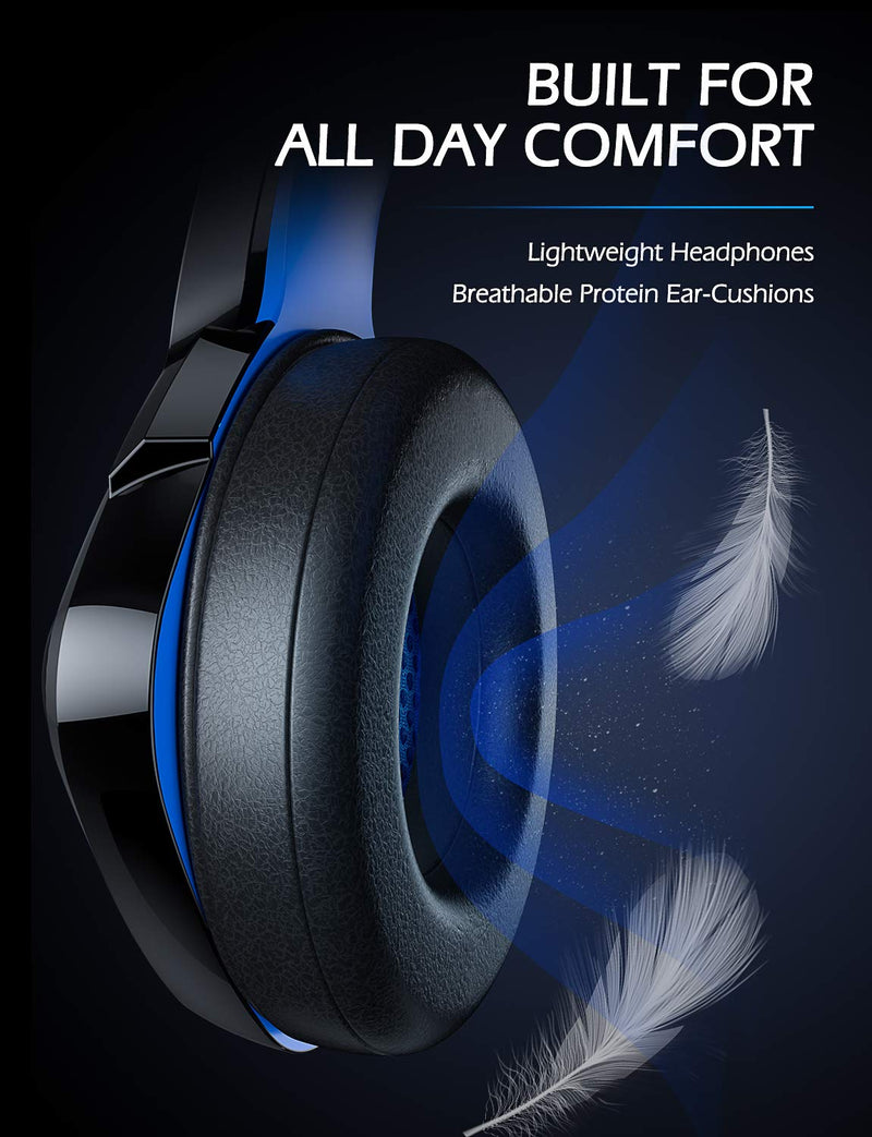 ZIUMIER Gaming Headset PS4 Headset, Xbox One Headset with Noise Canceling Mic and RGB Light, PC Headset with Stereo Surround Sound, Over-Ear Headphones for PC, PS4, PS5, Xbox One, Laptop Blue