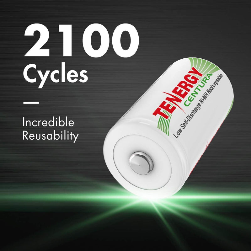 Tenergy Centura Low Self Discharge 8 Pack NiMH Rechargeable Battery Combo, Includes 4xC 4xD Rechargeable Batteries,