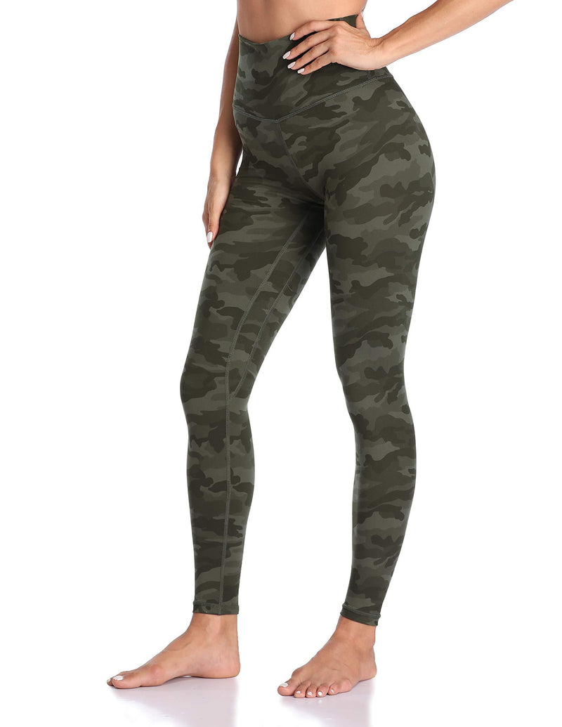 Colorfulkoala Women's High Waisted Pattern Leggings Full-length Yoga Pants Army Green Camo X-Small
