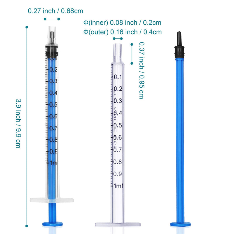 12 Pack - 1ml Plastic Syringe with Measurement, No Needle Suitable for Refilling and Measuring Liquids, Feeding Pets, Oil or Glue Applicator, with Syringe Tip Caps (12Pcs 1ML/CC)