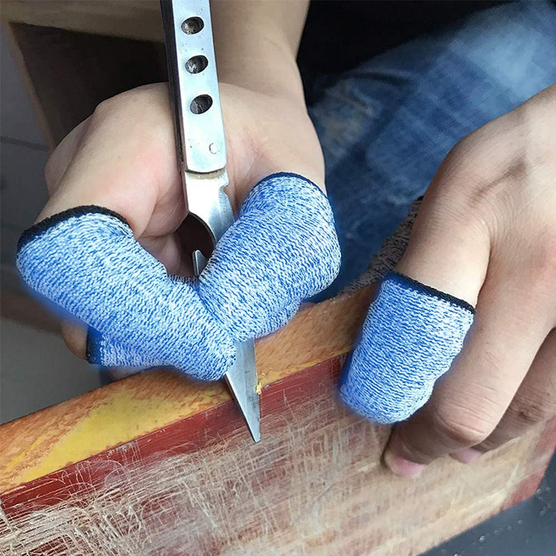 Finger Cots Cut Resistant Protection, Finger Sleeve Glove Life Extender for Kitchen, Work, Sculpture, Anti-Slip, Reusable (Blue/12 Count (Pack of 1)) Blue/12 Count (Pack of 1)