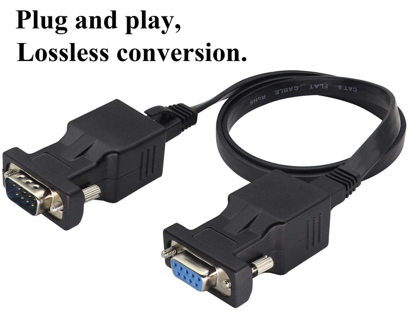 AAOTOKK DB9 to RJ45 Extender DB9 9Pin Serial Port Female&Male to RJ45 CAT5/6 Ethernet LAN Network Adapter for Multimedia Video & Extend Transmission Distance Adapter of DB9 Devices(2 Pack-Male&Female) Male&Female