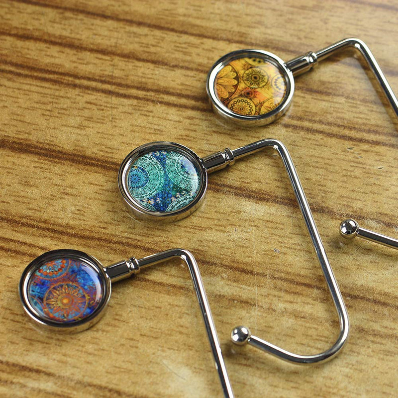 Cheliz Purse Hook Set of 3 - Hanger Table Hanger Holder Womens Bag Storage (long3-Flower) 3-flower
