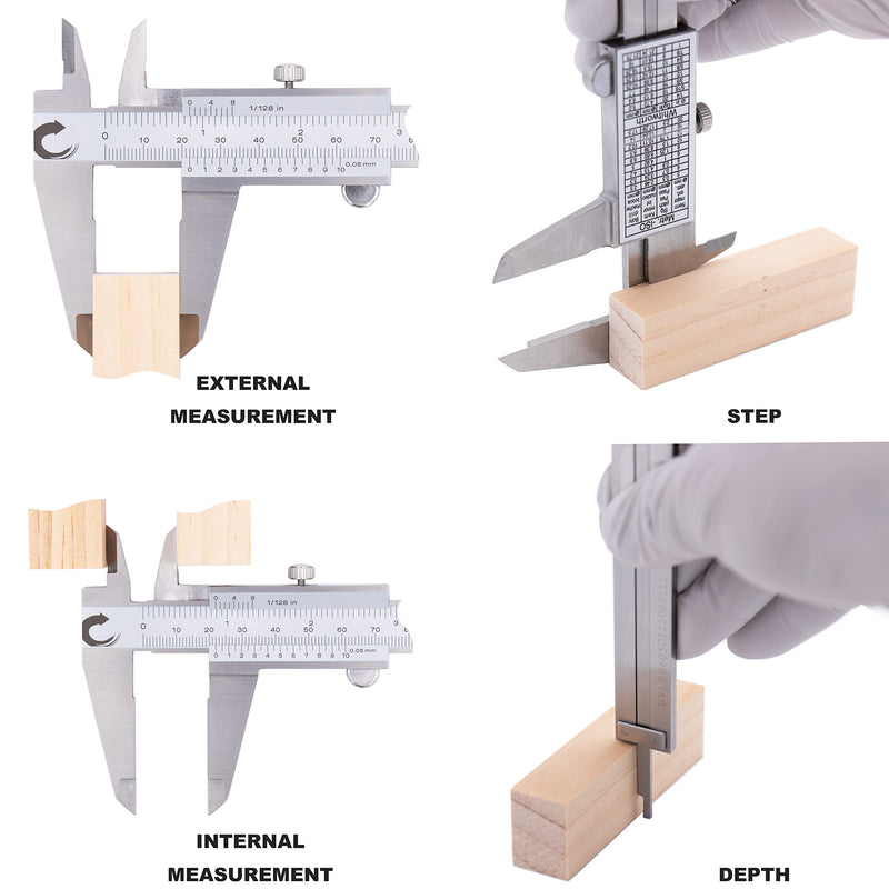 Clockwise Tools DVLR-0805 Vernier Caliper Inch/Metric 0-8 Inch/200 mm Stainless Steel Body Measuring Tool DVLR-0805 8"