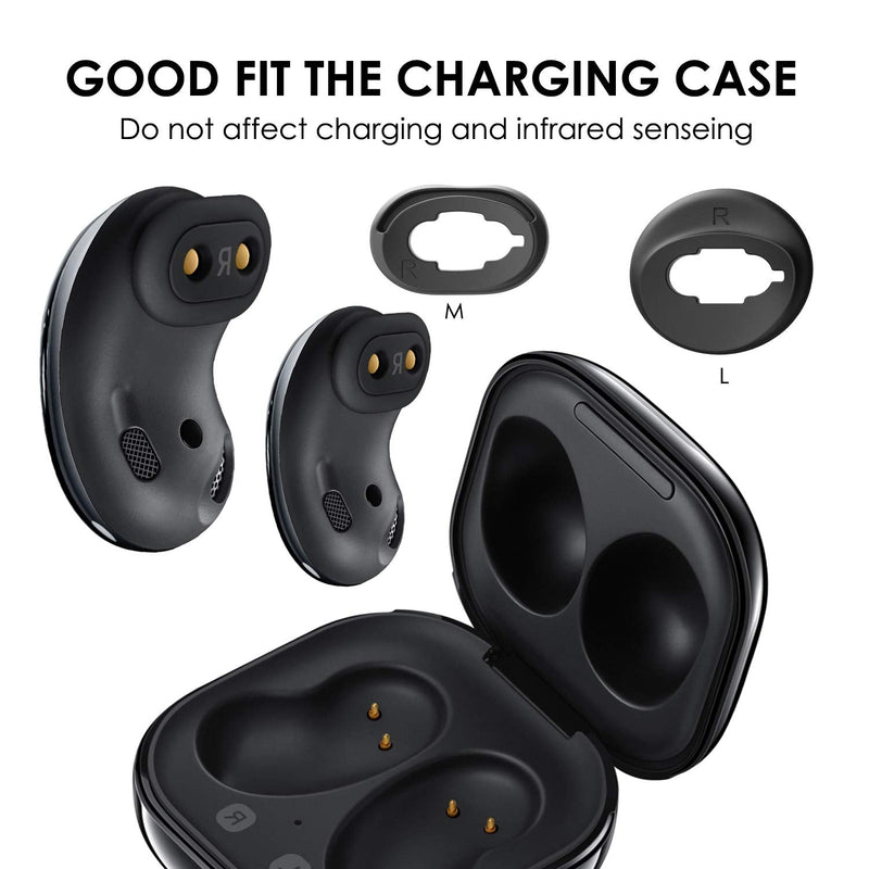 TEEMADE 6 Pairs Silicone Ear Tips Replacement Galaxy Buds Live 2020 Earbuds Accessories (Mystic Black) Mystic Black