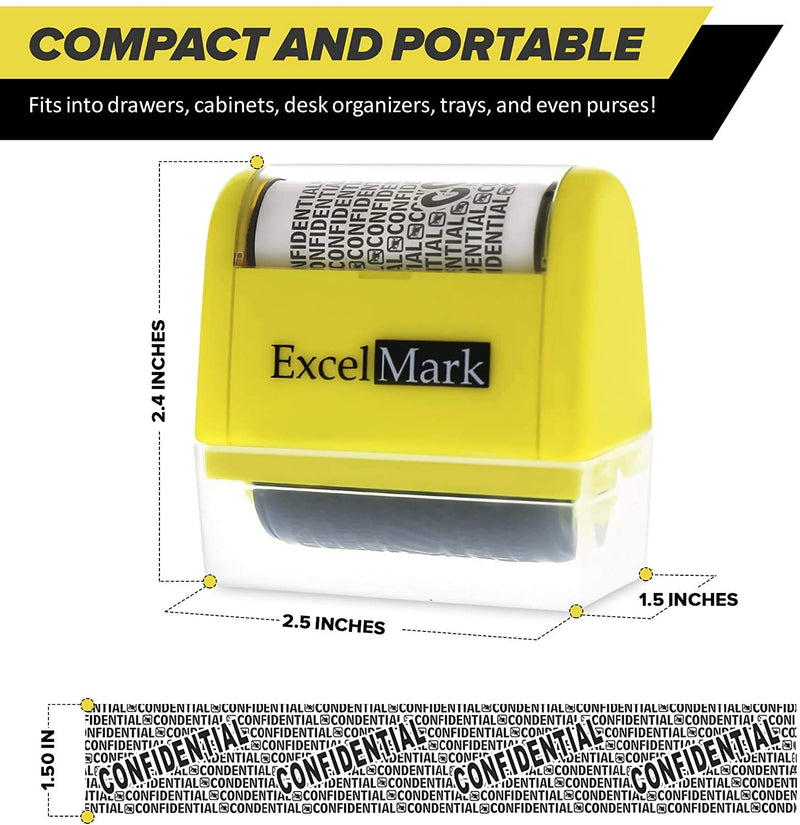 ExcelMark Rolling Identity Theft Guard Stamp (Roller Stamp, Refill Ink, and Self-Inking Stamp)