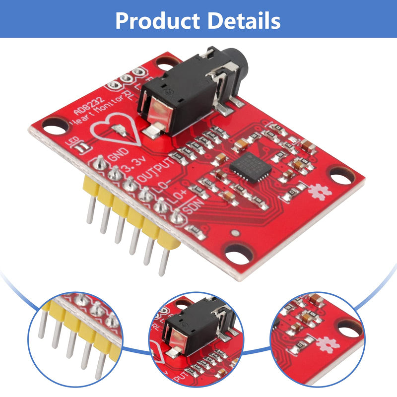 ICQUANZX ECG Module AD8232 ECG Measurement Pulse Heart Rate Sensor Module Kit ECG Monitoring Sensor for Arduino with Dupont Cable