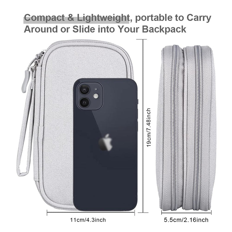 DDgro Electronics Travel Organizer, Waterproof Tech Accessories Pouch Bag for Keeping Certificates/Charger/Power Bank/Cables/Mouse/Earphone/studentsâ€™ stationeries Organized (Small, Light Gray) Small Light Grey