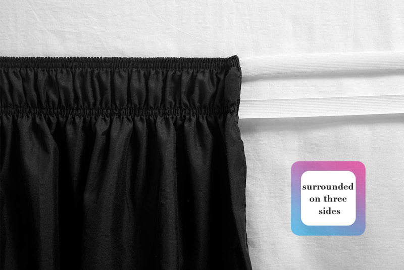 RIMELA Bed Skirt Wrap Around Elastic Dust Ruffles Solid Color Wrinkle and Fade Resistant with Adjustable Elastic Belt Easy to Install Black for Queen Size 15 Inch Drop Queen-15 In Drop