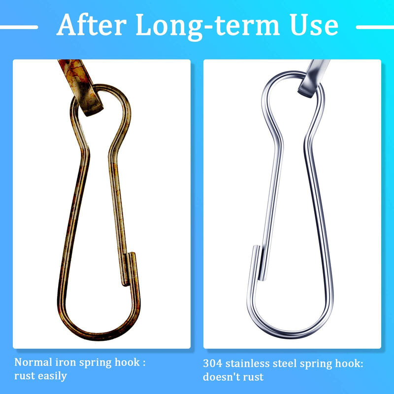 250 Pieces 6 Size 304 Stainless Steel Spring Hooks, 20mm 25mm 28mm 30mm 32mm 40mm Metal Spring Hooks, Lanyard Snap Clip Hooks, Steel Rust-Proof Zipper Pull for ID Card, Key Chain, Purse, DIY, Curtains