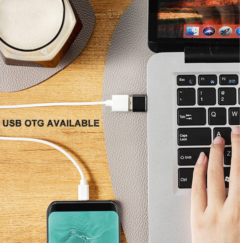 USB C to USB Adapter (4 Pack), USB Female to USB Type-C Male OTG Adapter Compatible with MacBook Pro, Samsung Galaxy, Type-C Phones, Laptops, Tablets and More (2 Black and 2 White)