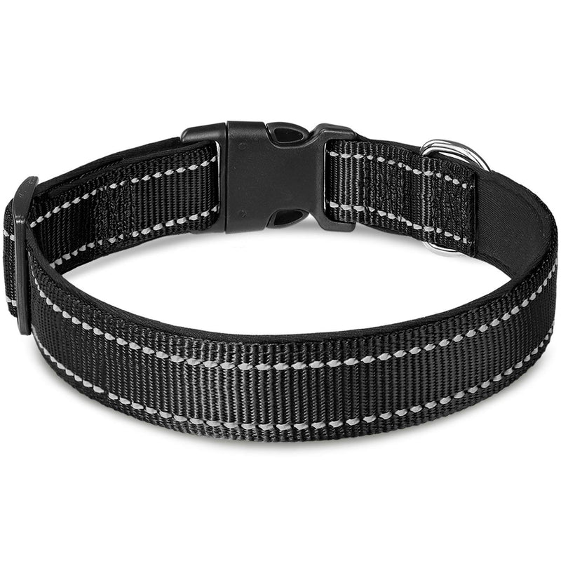 Joytale Reflective Dog Collar,12 Colors,Soft Neoprene Padded Breathable Nylon Pet Collar Adjustable for Small Medium Large Dogs,4 Sizes XS- 5/8"x(8-12") Black
