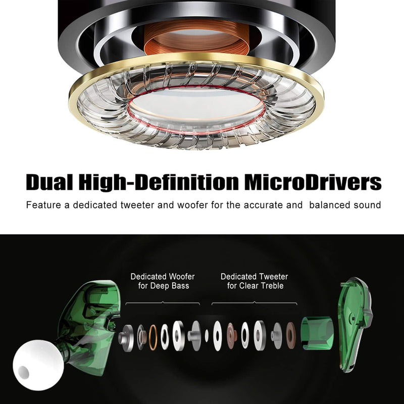 BASN Bsinger+PRO in Ear Monitor for Musicians with MMCX Replaceable Cables; Noise-Isolating and Universal-Fit (Green) Green