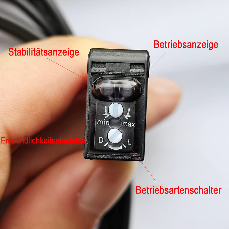 STBTECH E3Z-R61 light barrier sensor interior wall mounting NPN (NO or NC switchable) reflective light barrier mirror reflection proximity switch with 2 m cable, reflector plate, 2 m induction distance 1