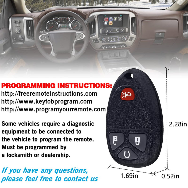 Car Key Fob Keyless Entry Remote Compatible with GMC Sierra Acadia, Chevy Silverado Avalanche Equinox Traverse, Pontiac Torrent, Saturn Outlook Vue, Remote Start Replacement for OUC60270, OUC60221