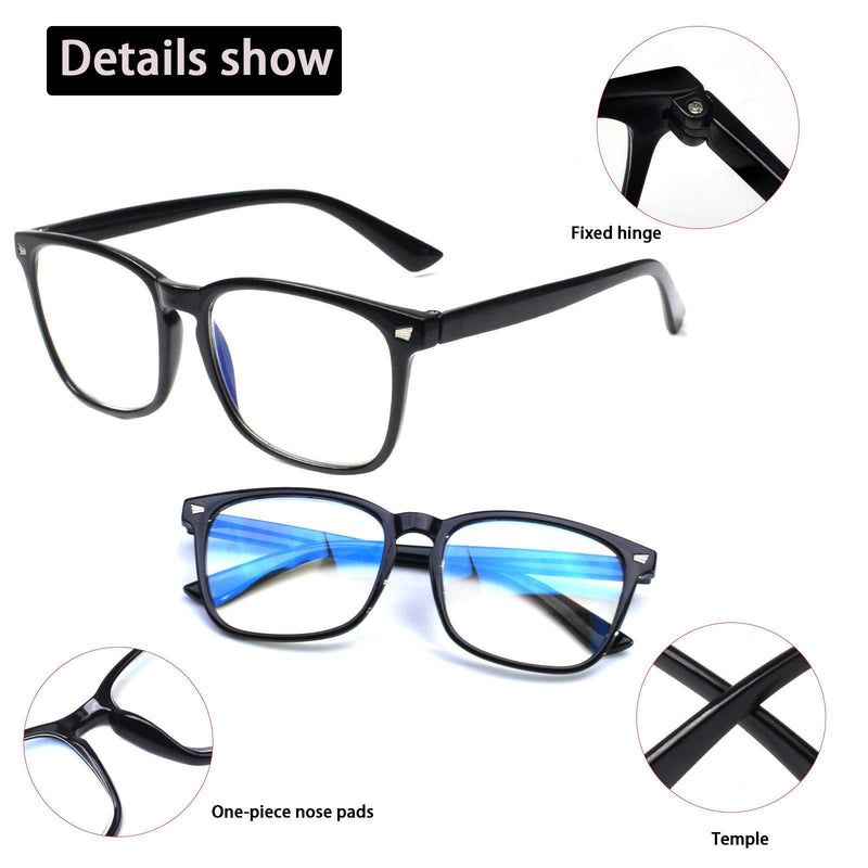 SIGVAN 5-Pack Reading Glasses Blue Light Blocking,Anti UV Ray Fashion Square Frame Eyeglasses Women Men Computer Readers 5 Mix 3.5 x