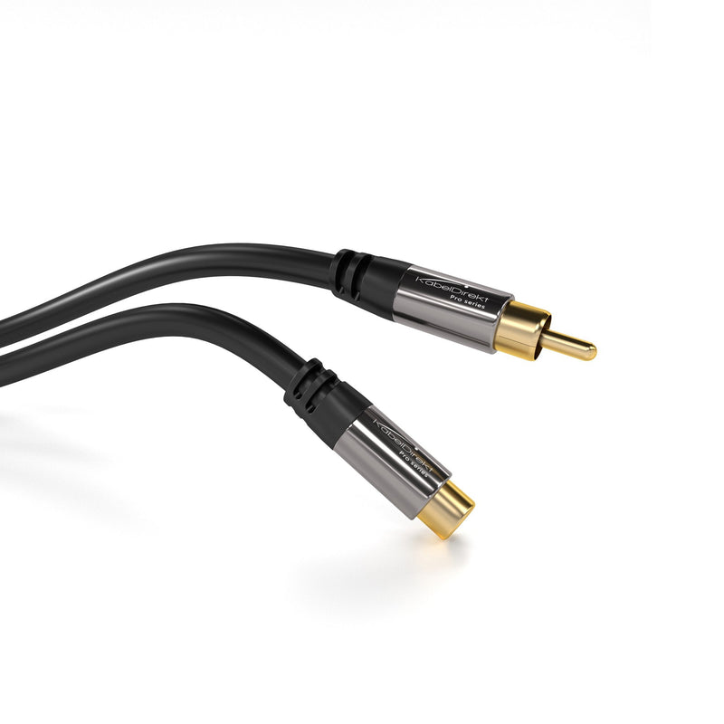 KabelDirekt â€“ 3ft Short â€“ RCA/Phono Extension Lead Cable, Audio/Digital/Video (Coax Cable, RCA/Phono Male to Female, for subs/amps/Hi-Fis, Analog/Digital Audio or Composite Video, 75 ohm, Black) 3 Feet