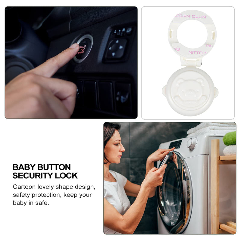 DOITOOL Children Safety Button Security Lock, 4Pcs Child Proof Car Washing Machine Computer Key Start Protection Cover, Baby Safety Prevent Pressing Device for Stove Refrigerator Washer (White)