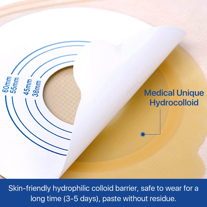 OSTUPMED 20Pcs Colostomy Bags One Piece Closed Ostomy Supplies Drainable Pouches for Ileostomy Stoma Care Cut-to-Fit (1 1/2" to 2 3/8")