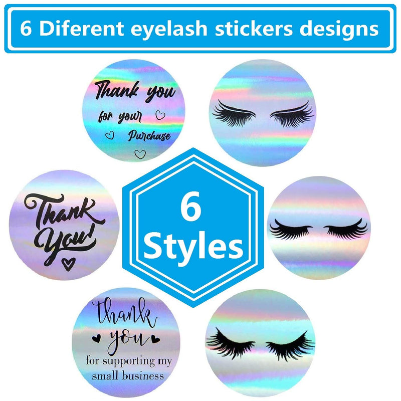 Eyelash Stickers-Adhesive Holographic Stickers-500 Pieces 1.5inch Rainbow Lash Label Stickers-Thank You for Supporting My Small Business Round Shape Stickers for Business Shop Wrapping Supplies Style 1