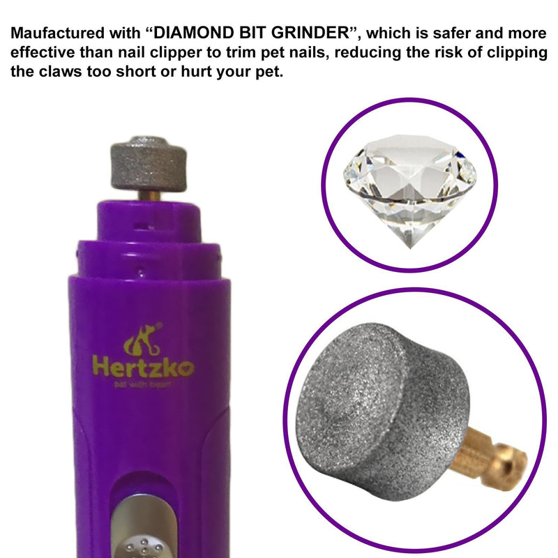 Electric Dog Nail Grinder by Hertzko – Gentle, Painless Paws Grooming, Trimming, Shaping, and Smoothing for Small Medium & Large Dogs, Cats, Rabbits & Birds -Portable & Rechargeable, Includes USB Wire