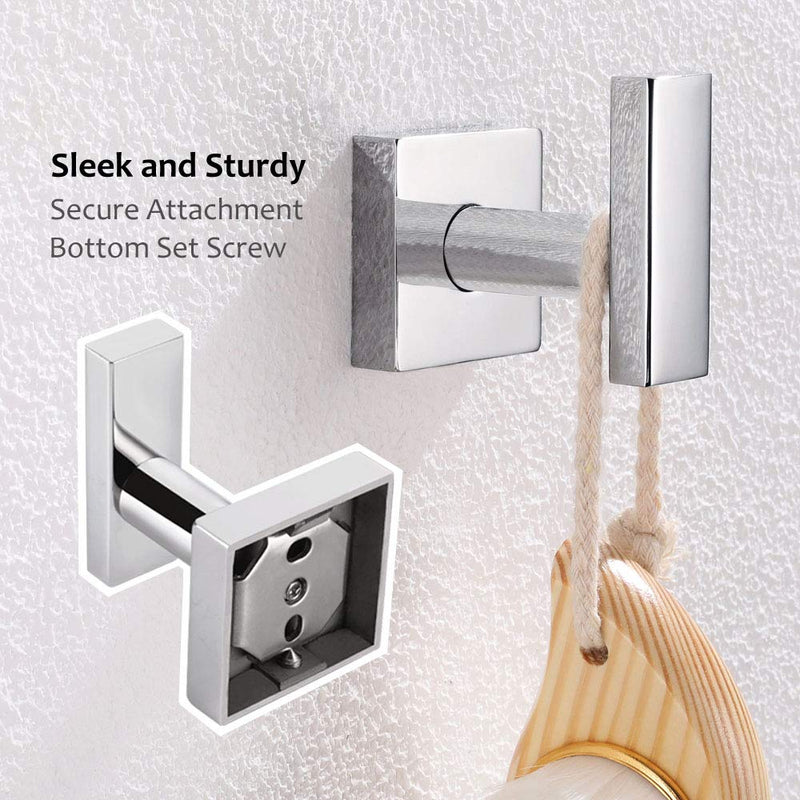 Bathroom Towel Hook, Angle Simple SUS304 Stainless Steel Bath Towel Holder, Heavy Duty Garage Wall Hook, Single Robe Coat Hook Polished Chrome