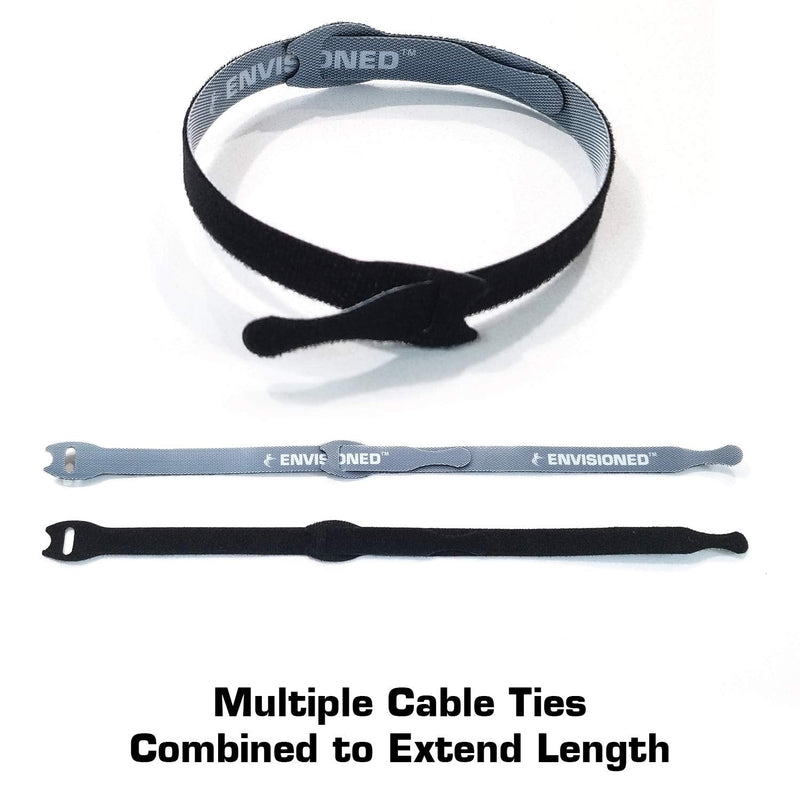 Reusable Cable Ties 1/2" x 4" for Cable Management and Organizing Cords - 30 Pack (Black) Black 1/2" x 4"