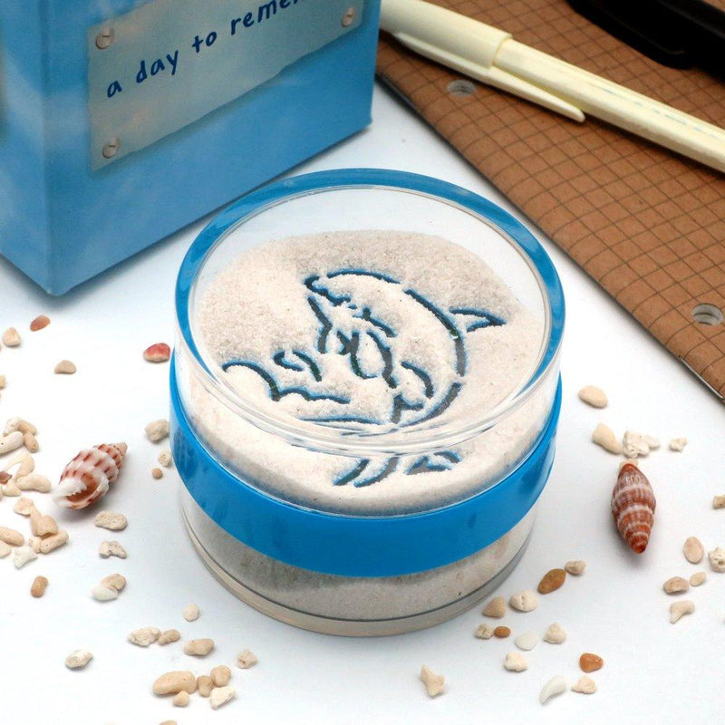 Canplow Sand Paperweight 2.5- inch Round, Flip Over to See Turtle & Dolphin Sand Pattern, Beach Sand Inside …