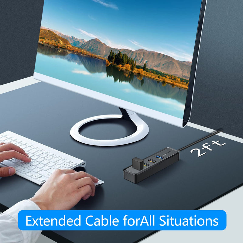 SmartQ USB Hub with 1 USB 3.0 + 3 USB 2.0 Total 4 Ports for MacBook, Mac Pro, Mac Mini, iMac, Surface Pro, XPS, PC, Flash Drive, Mobile HDD, and More (1 ft) 1 ft