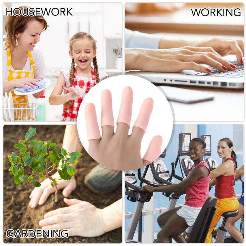 HioIoiH Silicone Finger Protectors(10 Pack),for Women,Finger Bandages,Gel Finger Cots & Protector,Finger Bandages Plasters,Relief from Pain of Finger Tips Cracked, Arthritis.