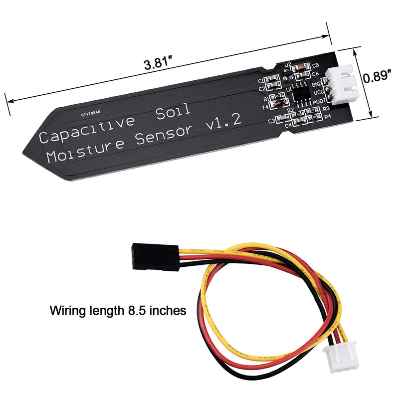 PAGOW 2 Packs Capacitive Soil Moisture Sensor, High Sensitivity Corrosion Resistant Wooden Capacitive Soil Tester Kit for Plant Care Garden Watering DIY