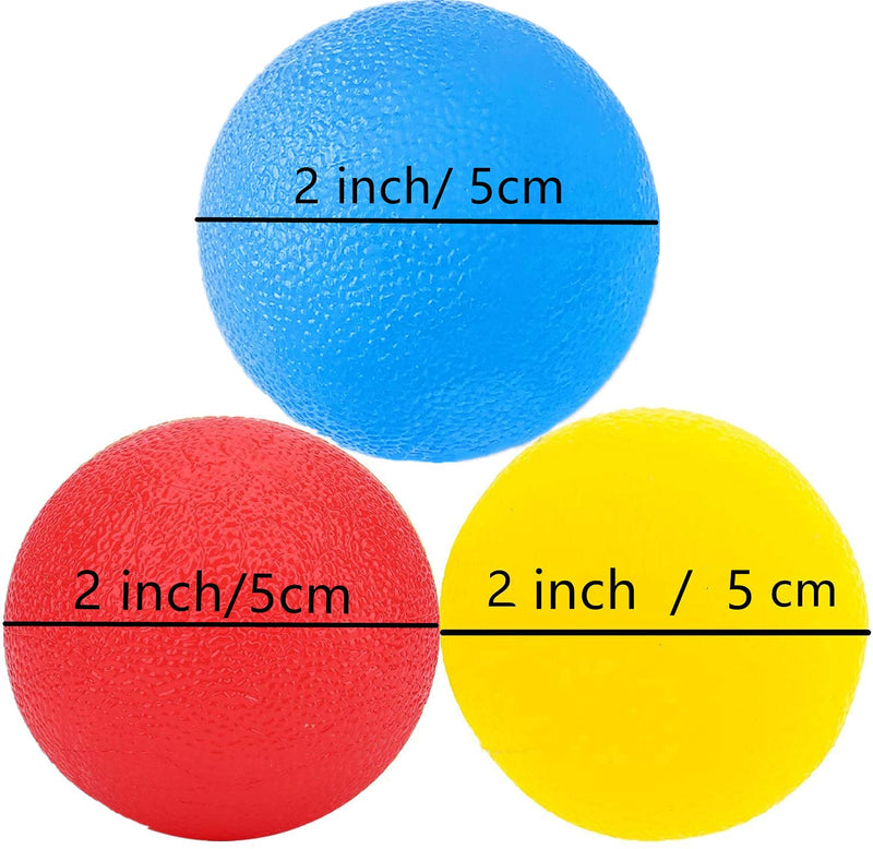 3pcs Stress Relief Ball Multiple Resistance Therapy Exercise Gel Squeeze Balls Kits for Hand Finger Wrist Muscles Arthritis Grip Exerciser Strengthening