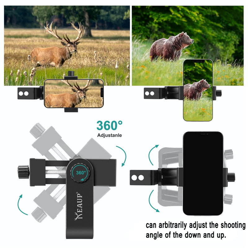 KEAUP Universal Cell Phone Holder Mount 360° Smartphone Compound Bow Adapter for Smartphone Camera 2 Installation Methods