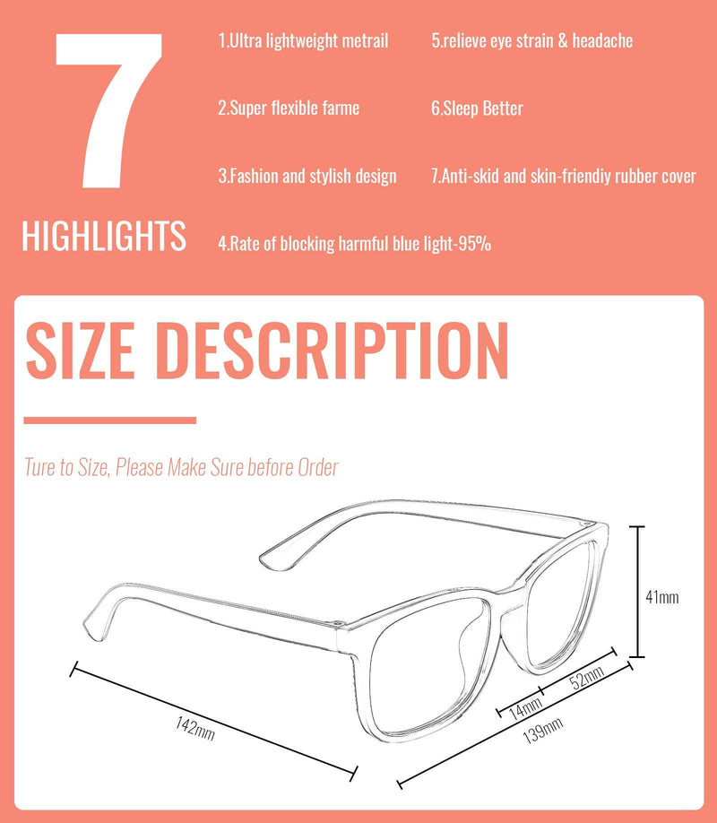 MIGSIR 5 Pack Blue Light Blocking Glasses, Fashion Computer Glasses for Women/men, Anti Glare, UV400, Eye Strain C1 5 Pairs Mix