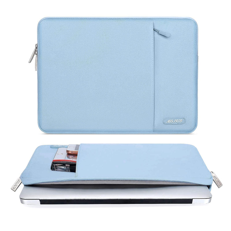 MOSISO Compatible with MacBook Pro 13 inch Case 2016-2020 Release A2338 M1 A2289 A2251 A2159 A1989 A1706 A1708, Plastic Hard Case&Vertical Sleeve Bag with Pocket, Airy Blue