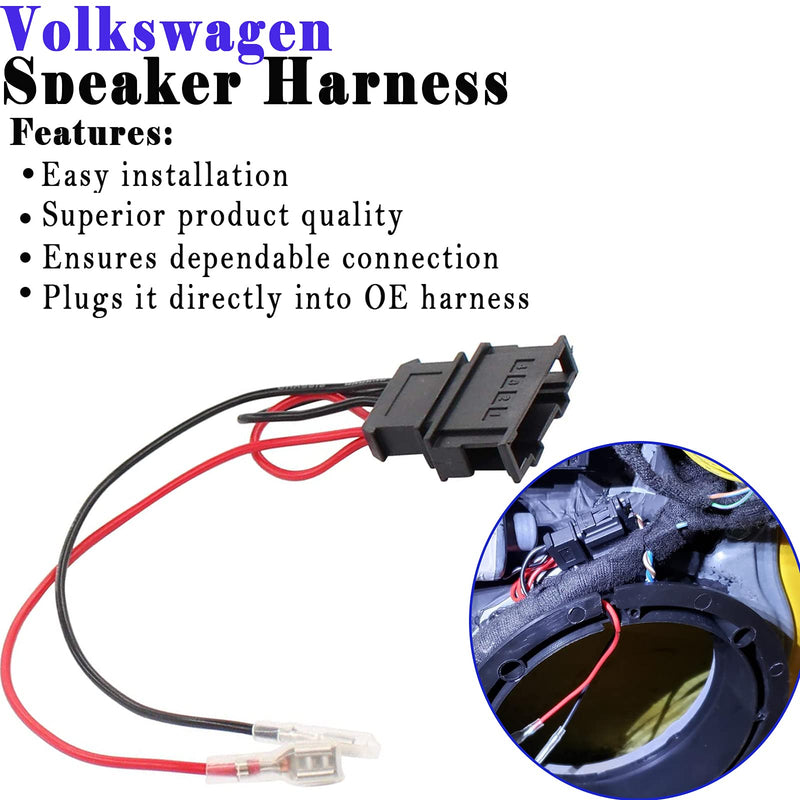 4 Pack Speaker Wire Harness Adapter Replacement for Volkswagen Speaker Harness VW Jetta GLI GTI Beetle Golf Passat Polo Car Speaker Connector Harness Adapter