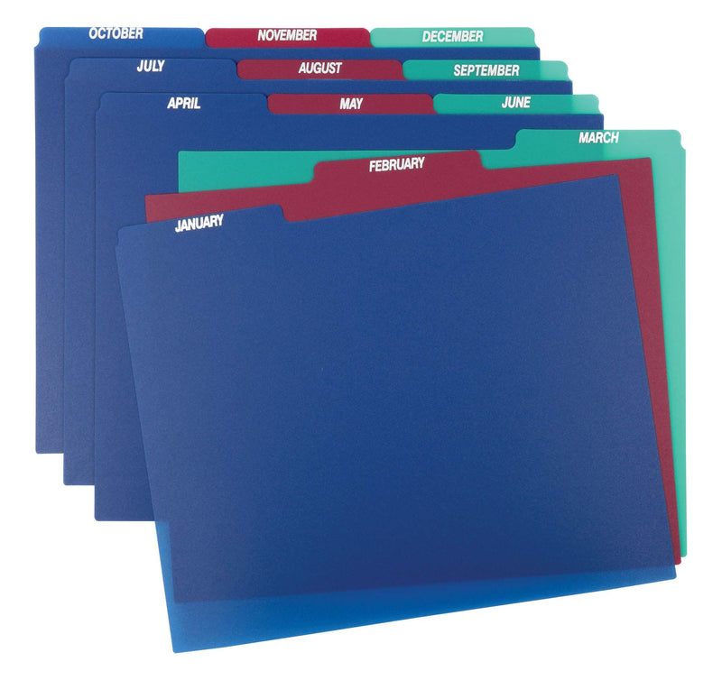 Pendaflex 40144 Top Tab File Guides, Monthly/Jan-Dec, 1/3 Tab, Polypropylene, Letter (Set of 12)