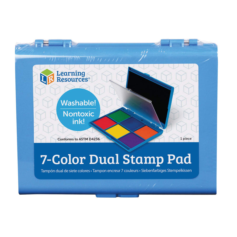 Learning Resources 7-Color Washable Ink Stamp Pad, Green, Blue, Orange, Red, Yellow, Purple, Ages 3+