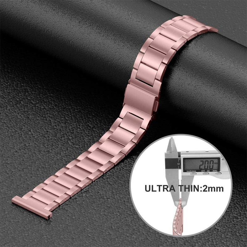 Wearlizer Stainless Steel Compatible for Fitbit Versa/Versa 2 /Versa Lite/Versa SE Bands Women Men,Ultra-Thin Lightweight Replacement Compatible for Fitbit Versa RoseGold