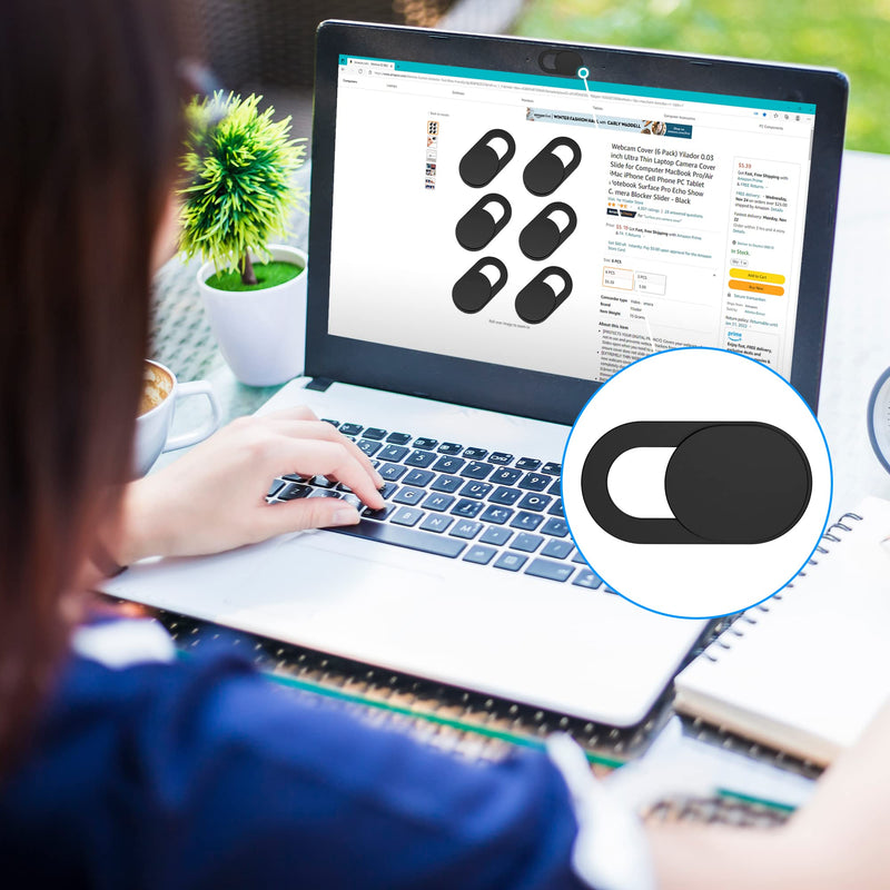 Webcam Cover (3 Pack) Yilador 0.03 inch Ultra Thin Laptop Camera Cover Slide for Computer MacBook Pro iMac iPhone Cell Phone PC Tablet Notebook Surface Pro Echo Show Camera Blocker Slider - Black 3 PCS
