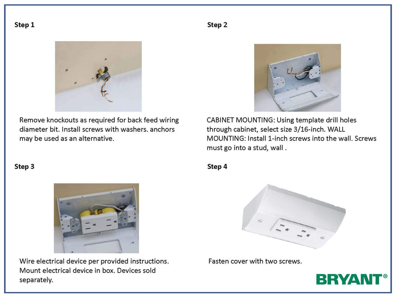 Bryant Electric RU200SS tradeSELECT Under Cabinet/Counter Power Distribution Box, GFCI Fit, Stainless Steel GFCI Fit Box