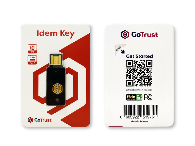 GoTrust Idem Key - A. USB Security Key FIDO2 Certified to The Highest Security Level L2. 2FA with USB-A and NFC interfaces. Works Across iPhone, Android and Computers. Idem Key Type A