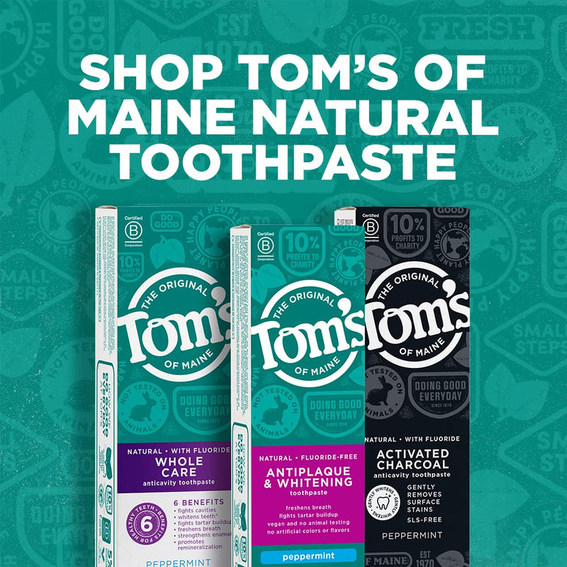 Tom's of Maine Fluoride-Free Antiplaque & Whitening Natural Toothpaste, Peppermint, 5.5 oz. 2-Pack 5.5 Ounce, 2 Pack