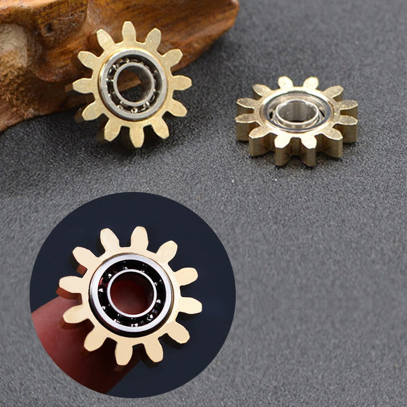 Pure Brass Fidget Spinner Gears Linkage Fidget Gyro Toy Metal DIY Hand Spinner Spins Long Time EDC Focus Meditation Break Bad Habits ADHD with Multiple Premium Bearings (12 Bearings White)