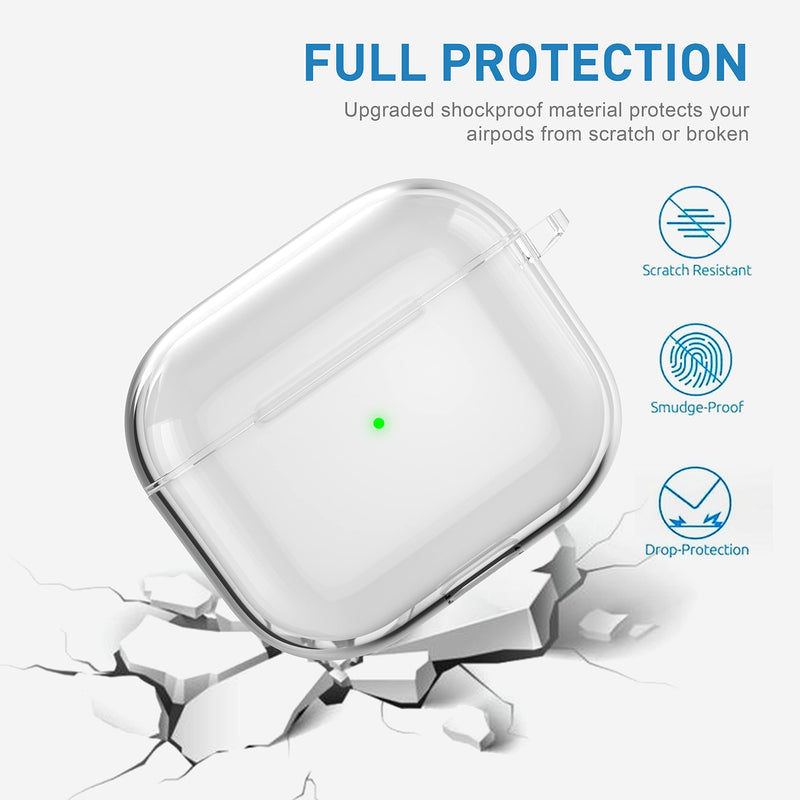 Valkit Compatible AirPods 3 Case, Clear Airpods 3rd Generation Case with Keychain Soft TPU Protective Shockproof Cover for Girls Women Men Compatible with Apple AirPods 3 Gen Case - Clear