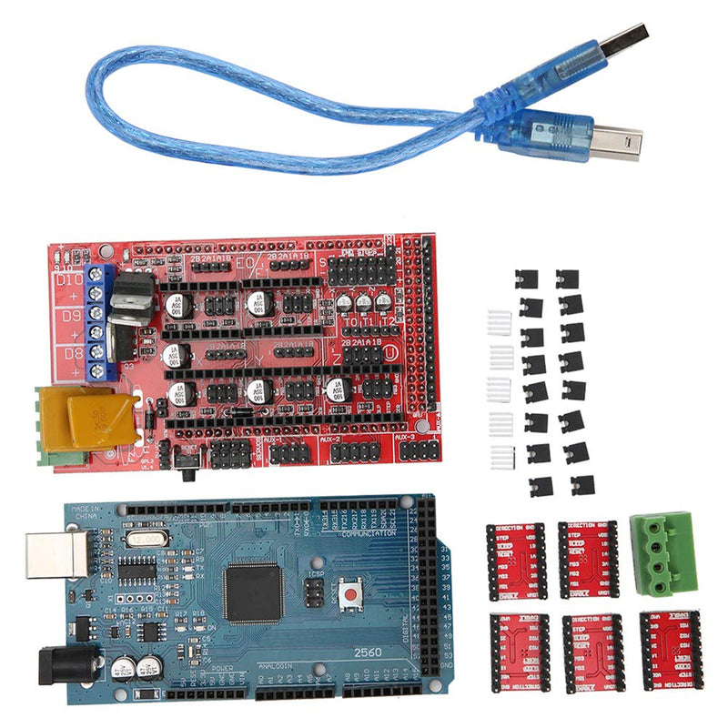 3D Printer Controller DIY Kit, RAMPS 1.4 + 2560 R3 Board + 5pcs A4988 Stepper Motor Driver & Heatsink for Arduino RepRap