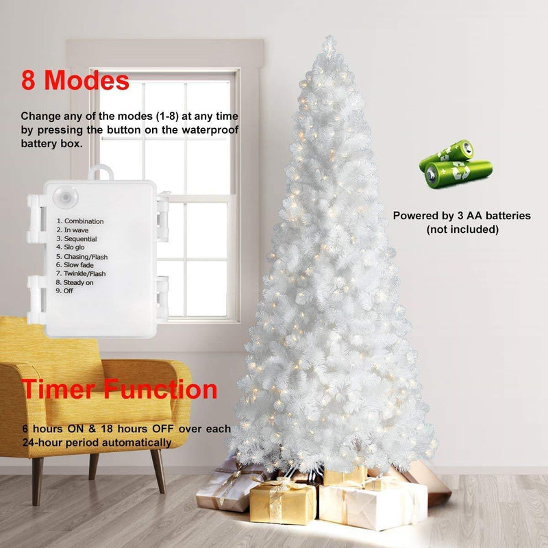 LED Mini Lights with Timer - LOENDE Christmas Lights 18ft 50 LED 8 Modes Battery Operated String Lights White Wire for Indoor Outdoor Wreath Wedding Party Garden Home Decor, Waterproof, Warm White 1 Pack White Wire Warm White